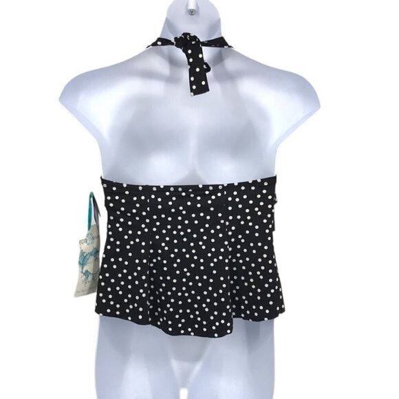 Aqua Green Black & white halter polka dot Tankini Top Size 8 New - Picture 13 of 13
